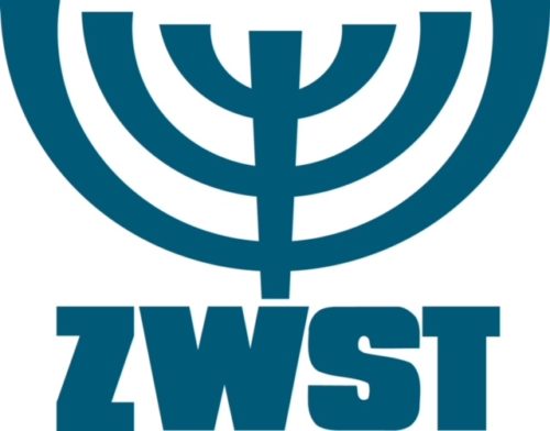 Logo der Zentralwohlfahrtsstelle der Juden in Deutschland. Abgebildet ist eine stilisierte Menora, darunter das Kürzel ZWST.