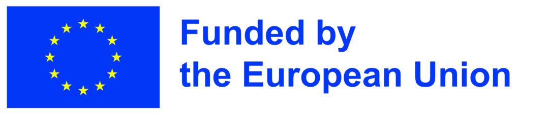 Europaflagge, daneben der Text "Funded by the European Union"